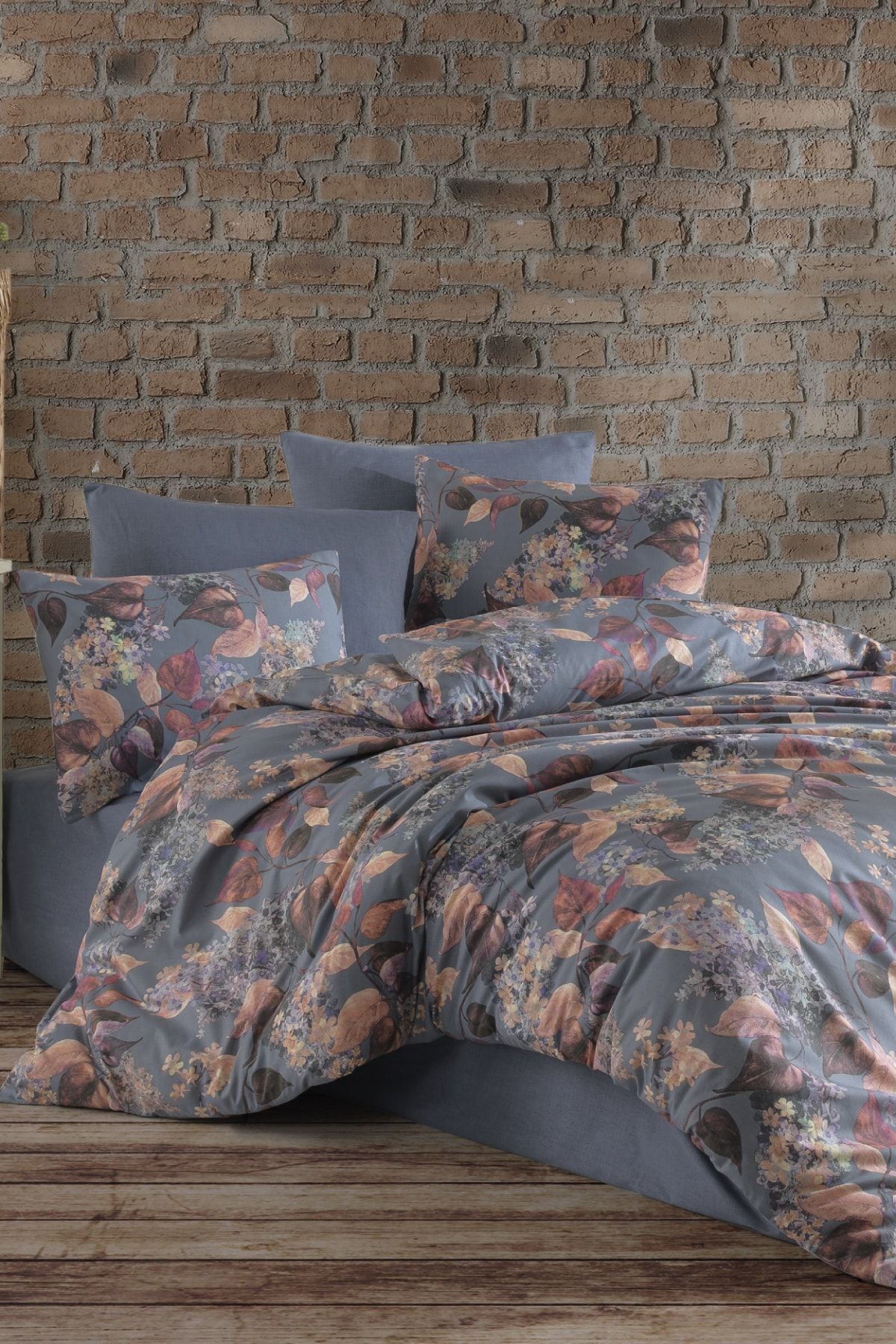 Cotton Touch Ranforce Güz Gri Çift Kişilik Nevresim Takımı