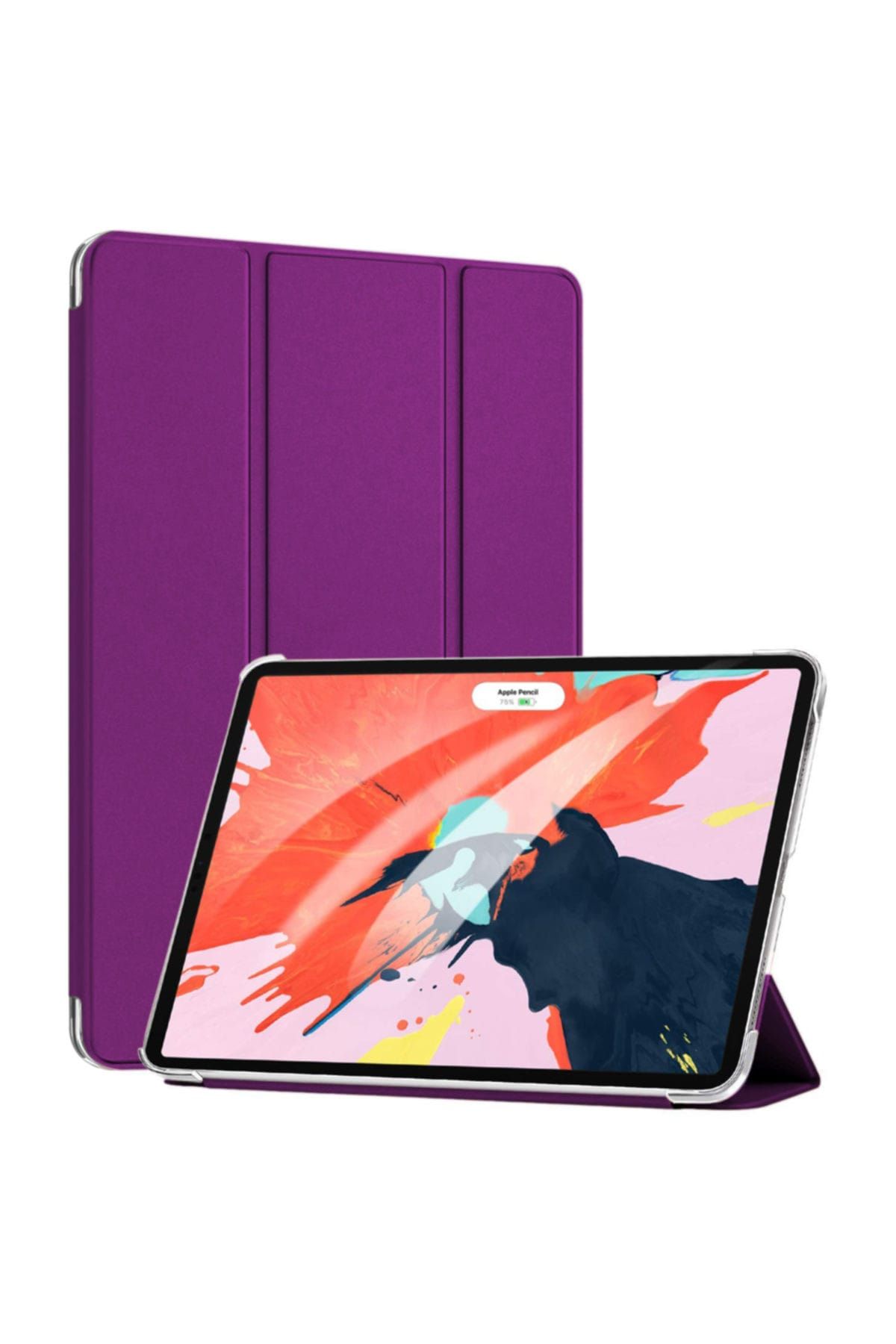 Apple iPad Pro 12.9'' 2018 (A1876-A2014-A1895-A1983) Smart Case ve arka Kılıf Mor