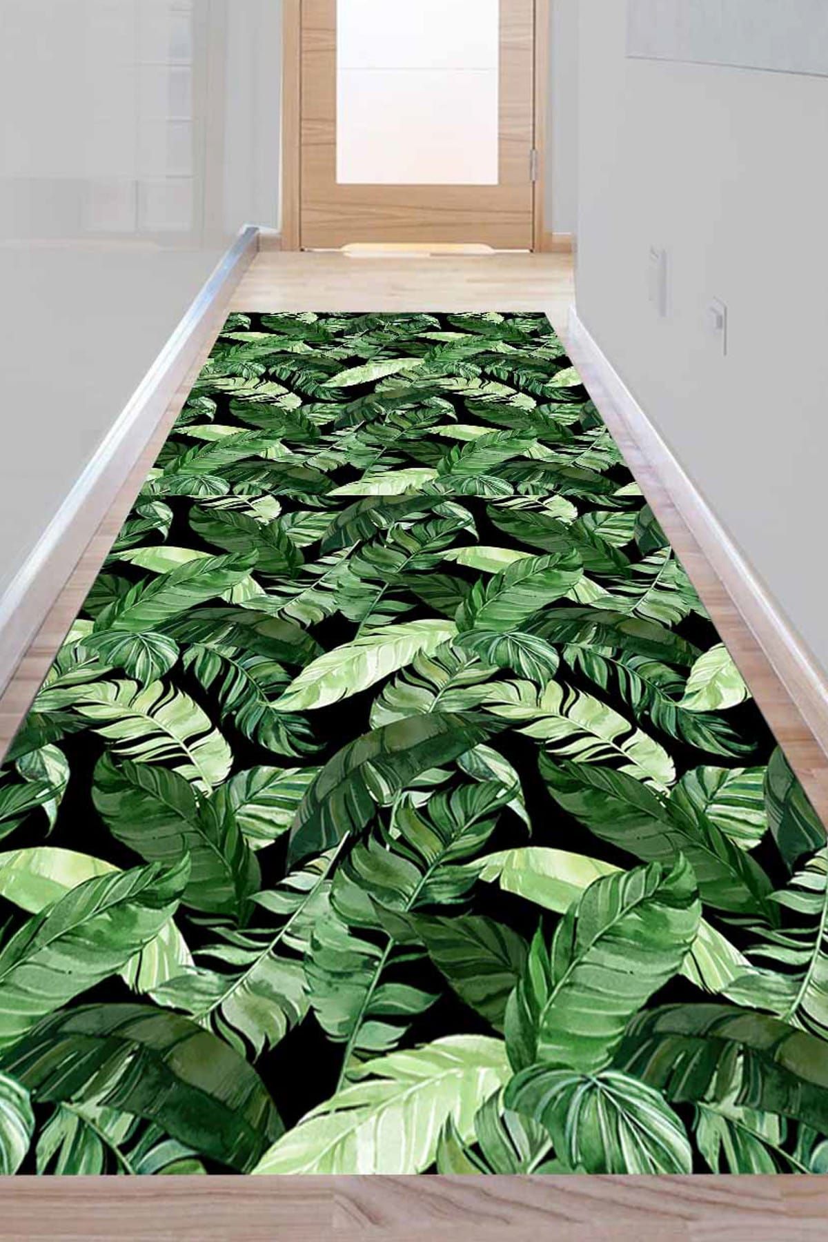 else hali 80x200 kadser tropikal yesil yapraklar 3d dekoratif modern yolluk hali fiyati yorumlari trendyol