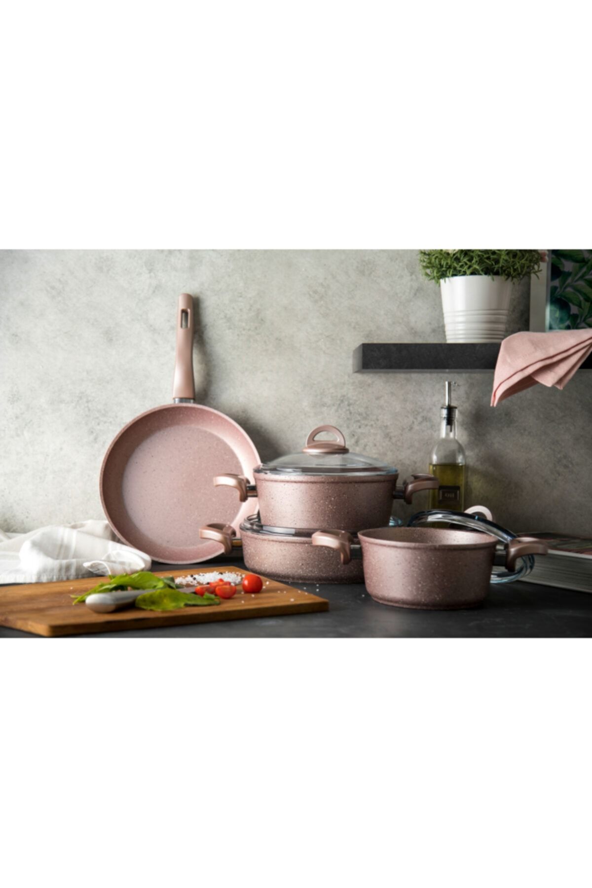 emsan premium granit 7 parca golden pink tencere seti fiyati yorumlari trendyol