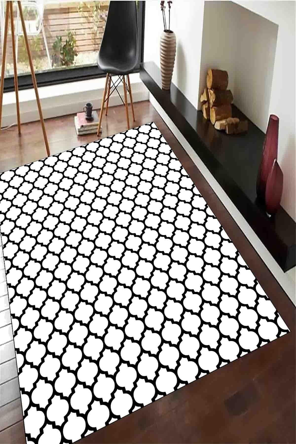 SUNTEKS HOME Dijital Baskı Kaymaz Taban Beyaz Nar Yolluk
