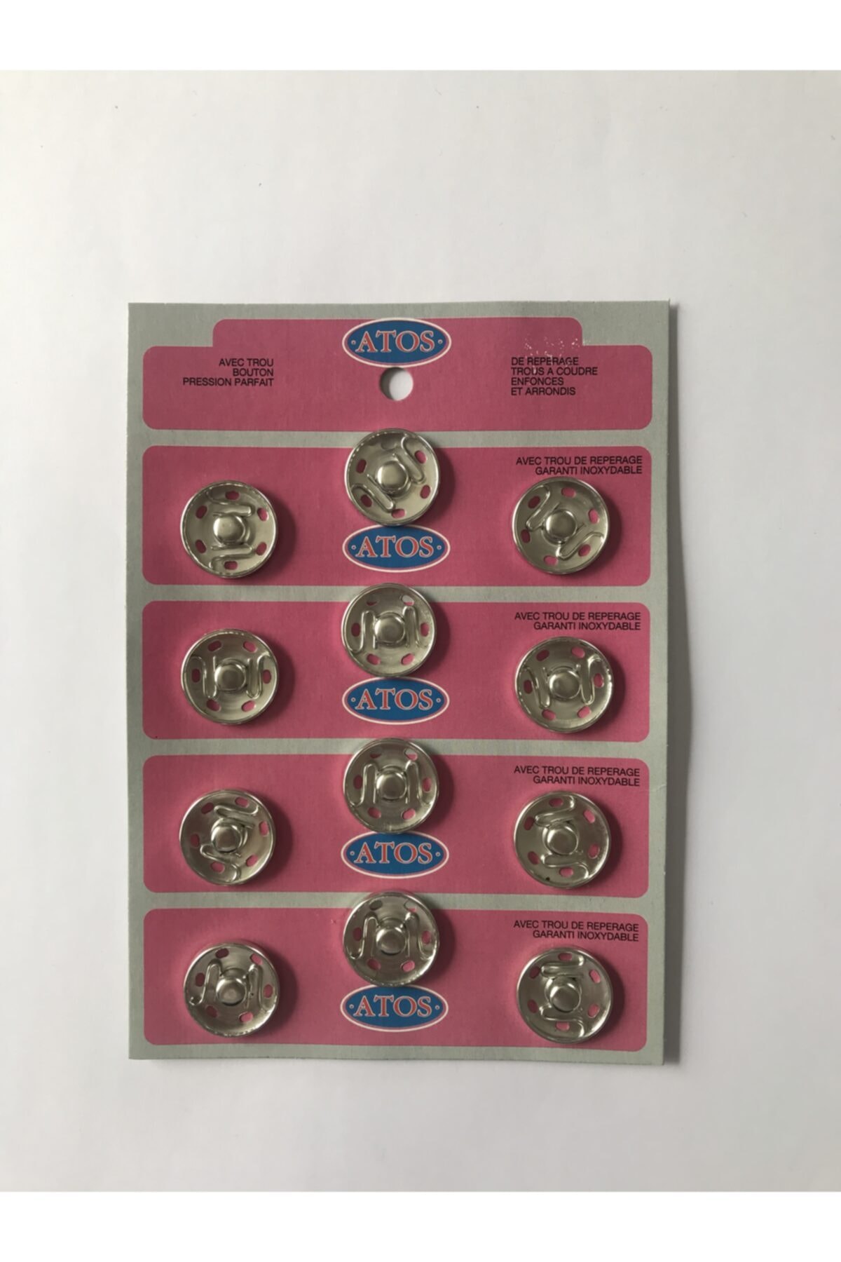 ATOS Dikmeli Metal Çıt Çıt 12 Adet 21 Mm Gümüş Renk