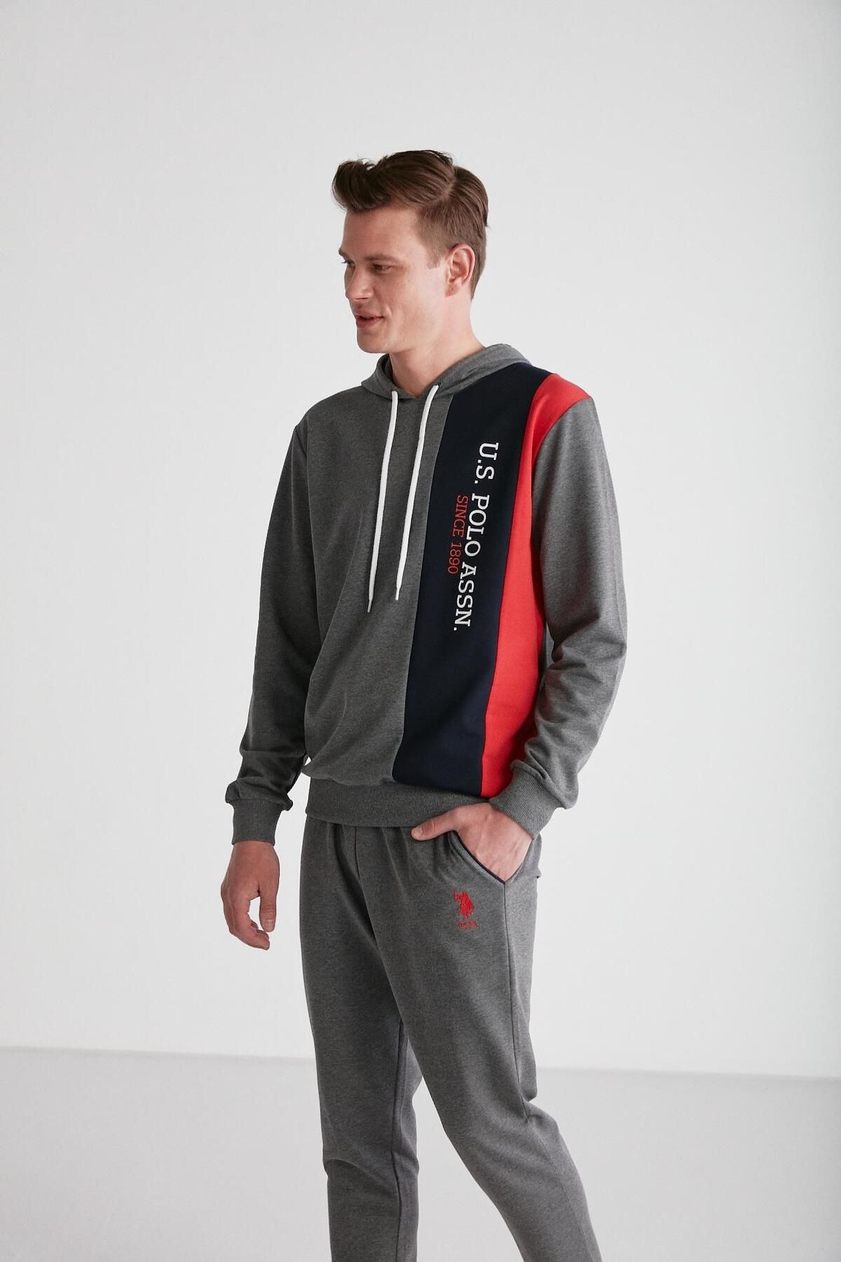 Polo sweatpants and hoodie set mens clearance
