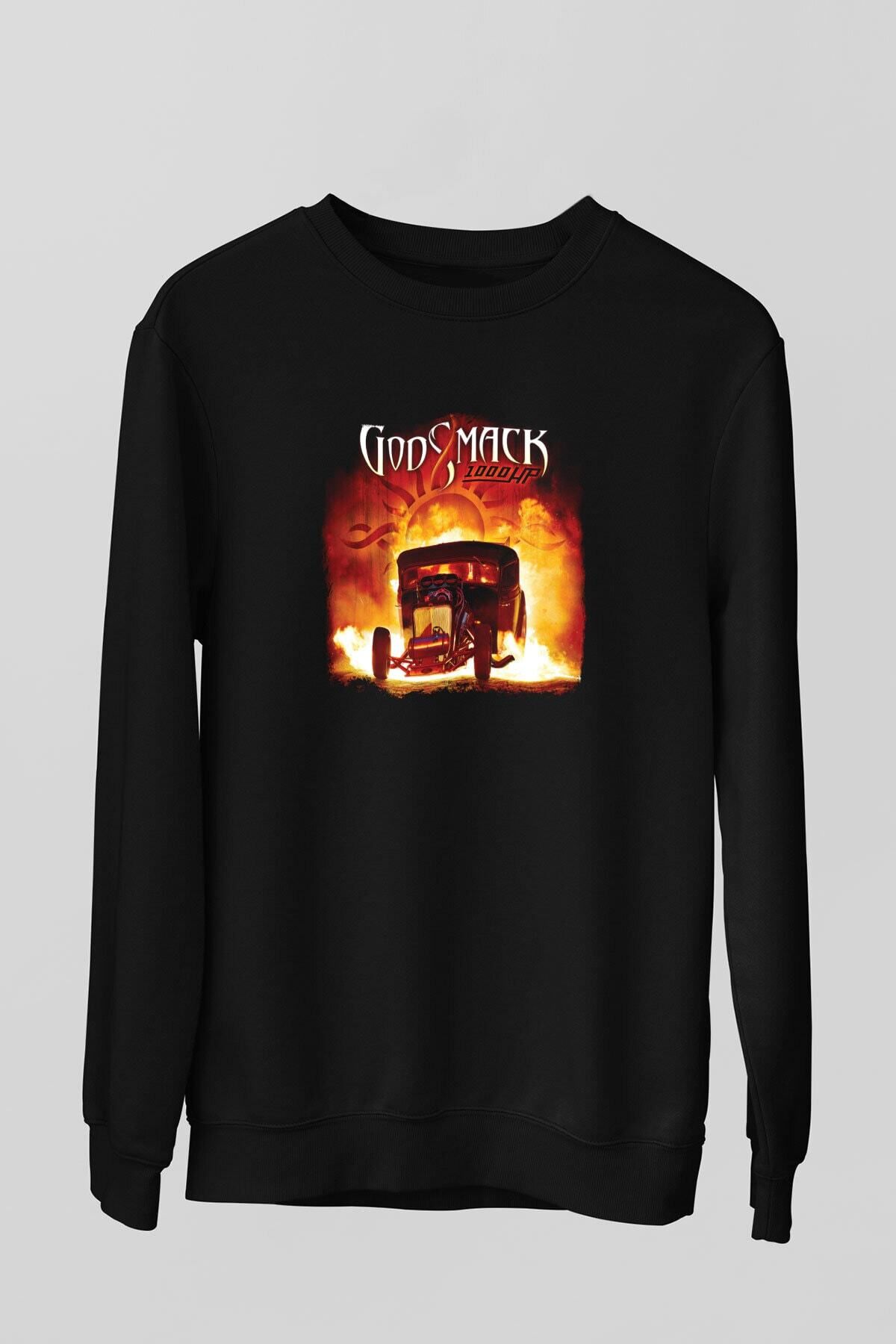 ZOKAWEAR Godsmack Printed Unisex Black Sweatshirt Trendyol