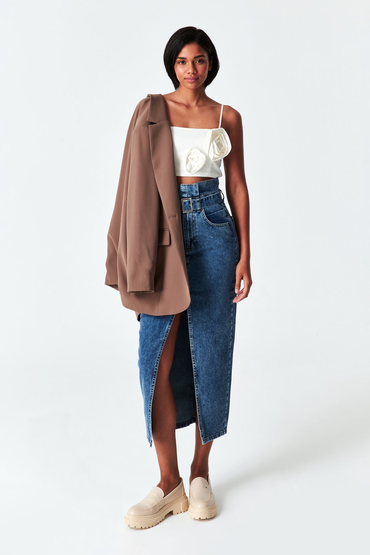100 cotton jean best sale skirt