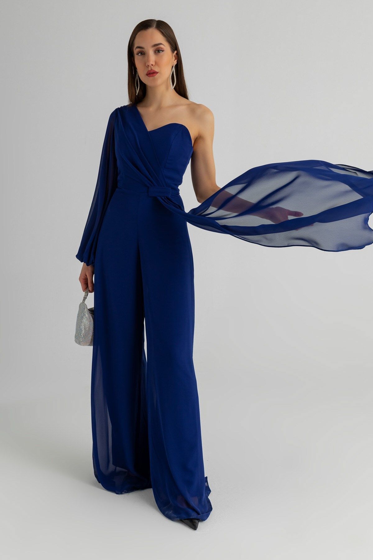 vuvutasar m Chest Padded Wide Leg Tulle Sash Detail Lined Single