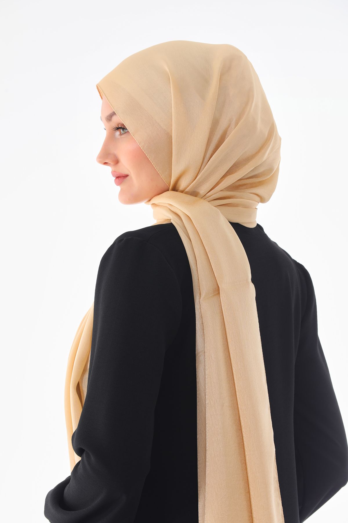 YNS I lt Jan Janl Gold Evening Dress Chiffon Shawl Trendyol