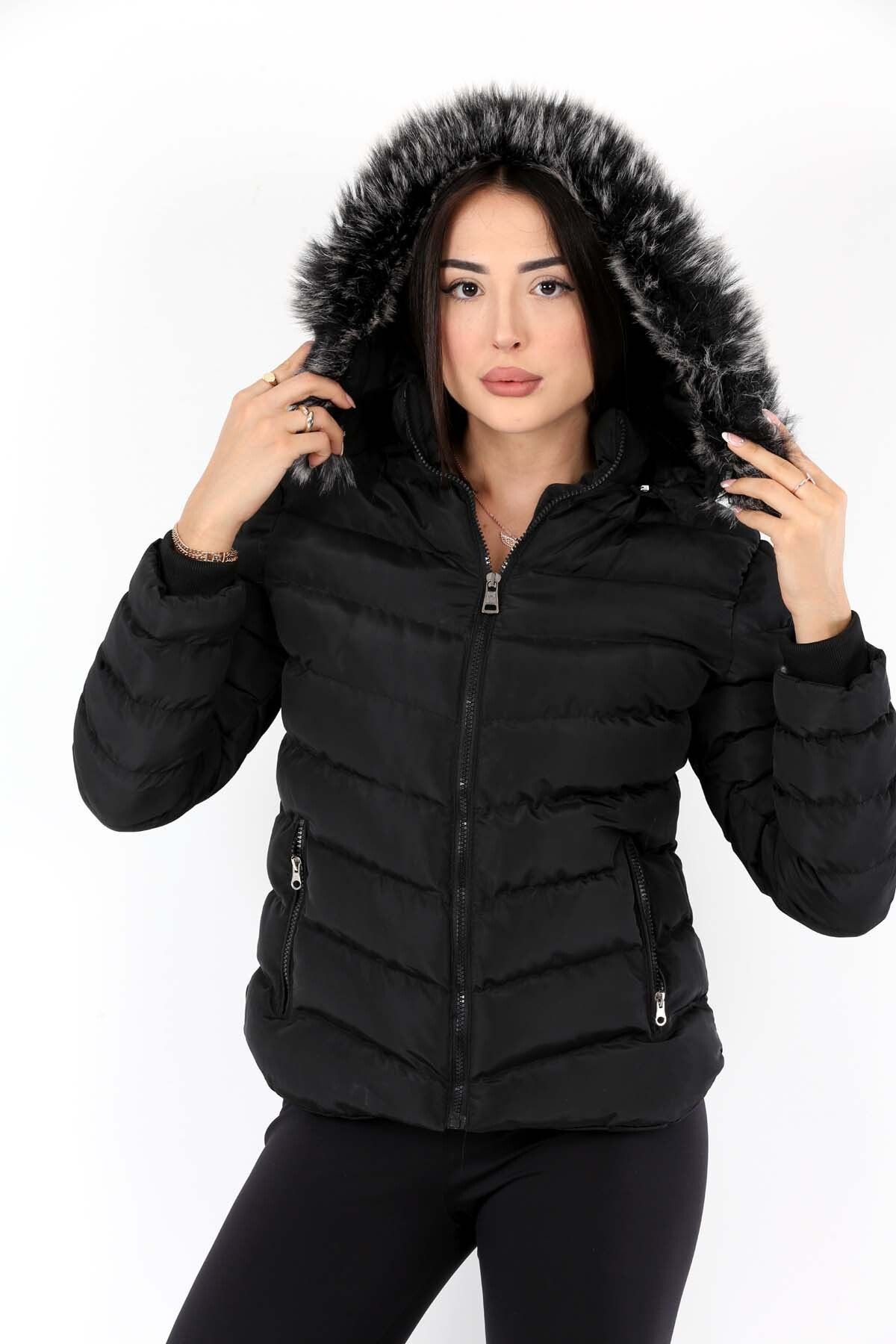 Fur lined online puffer jacket women's