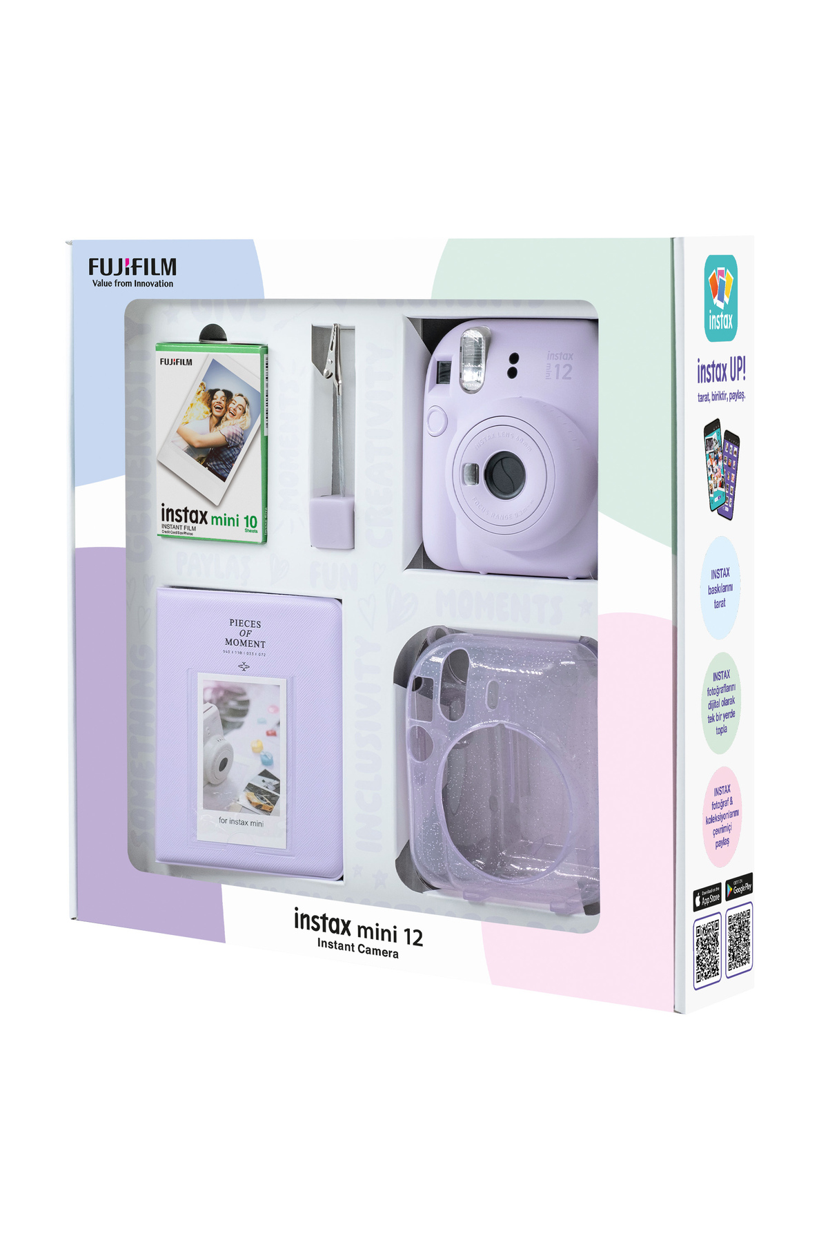 Instax Mini 12 دوربین Lilaca 10 فیلم Silim Pleksi Case PvC آلبوم و تصویر Stan