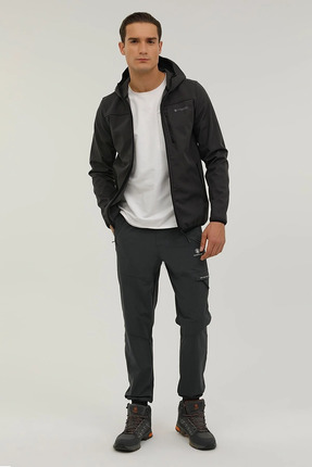 Kapüşonlu Slim Fit Antrasit Erkek Softshell Mont 2W1GT163PR Image 2