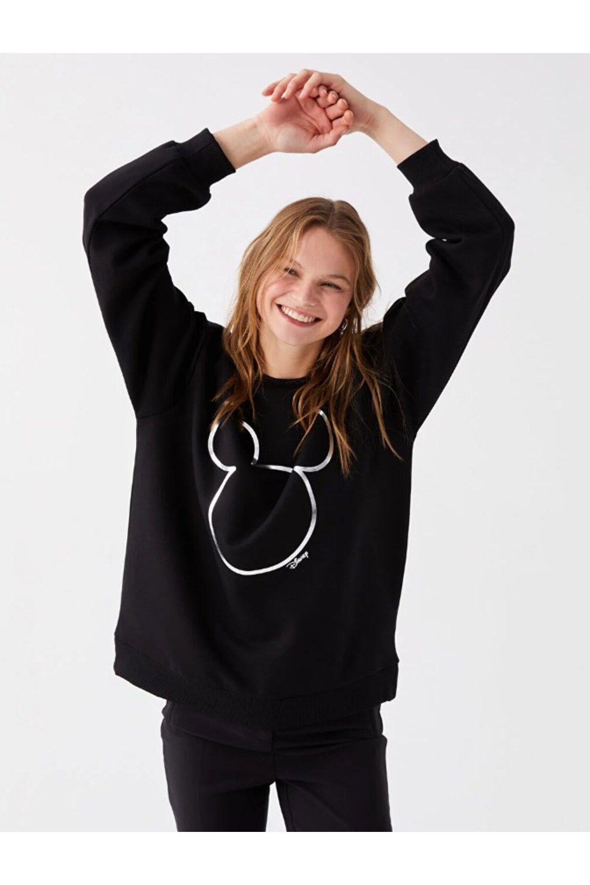 LC Waikiki LCW Casual Crew Neck Mickey Mouse Printed Long Sleeve