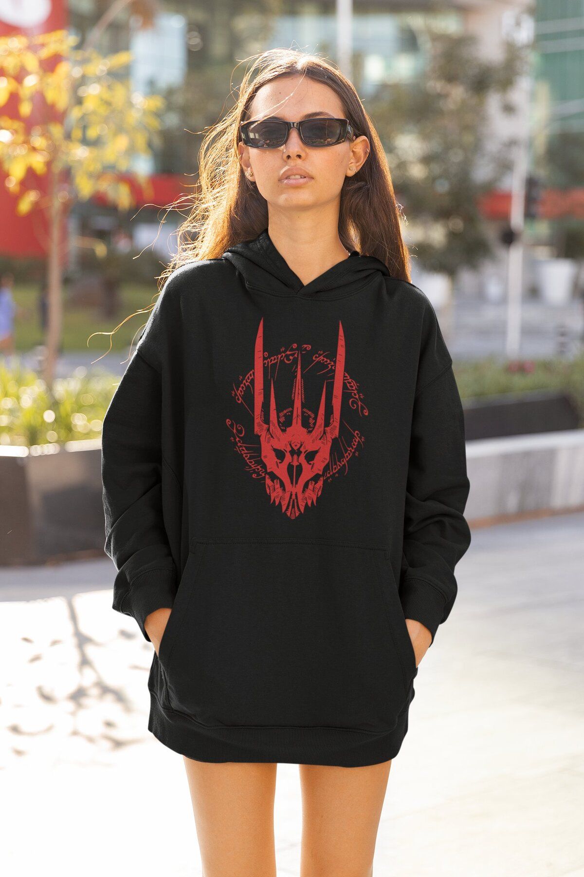 Fuddy Moda Lord of the Rings Sauron Printed Hooded Sweatshirt