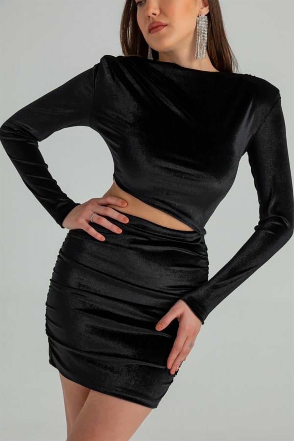 Velvet two cheap piece dress