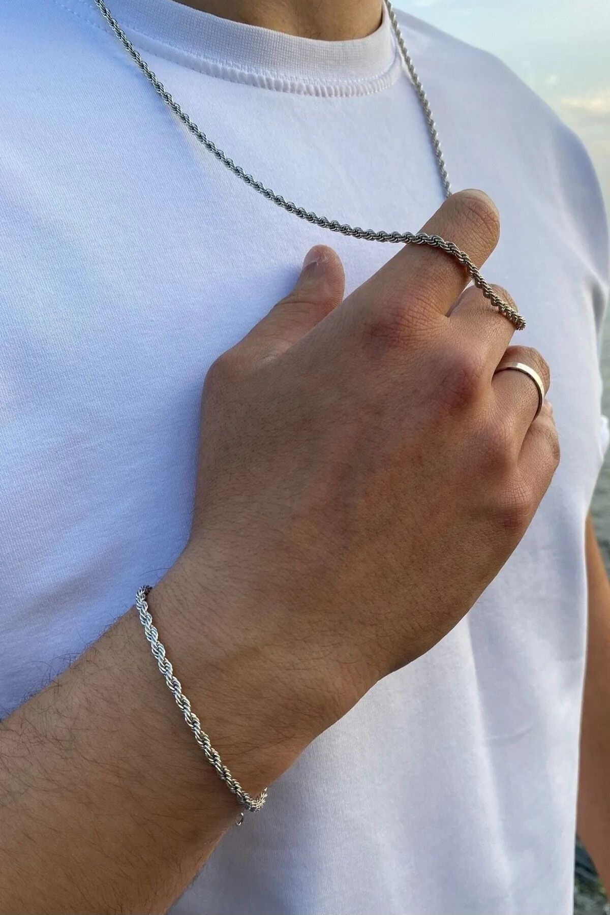 Chain and bracelet on sale set