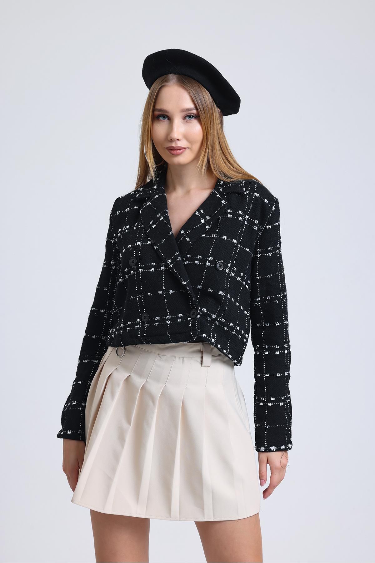 SD LUXURY Plaid Short Women s Jacket Trendyol