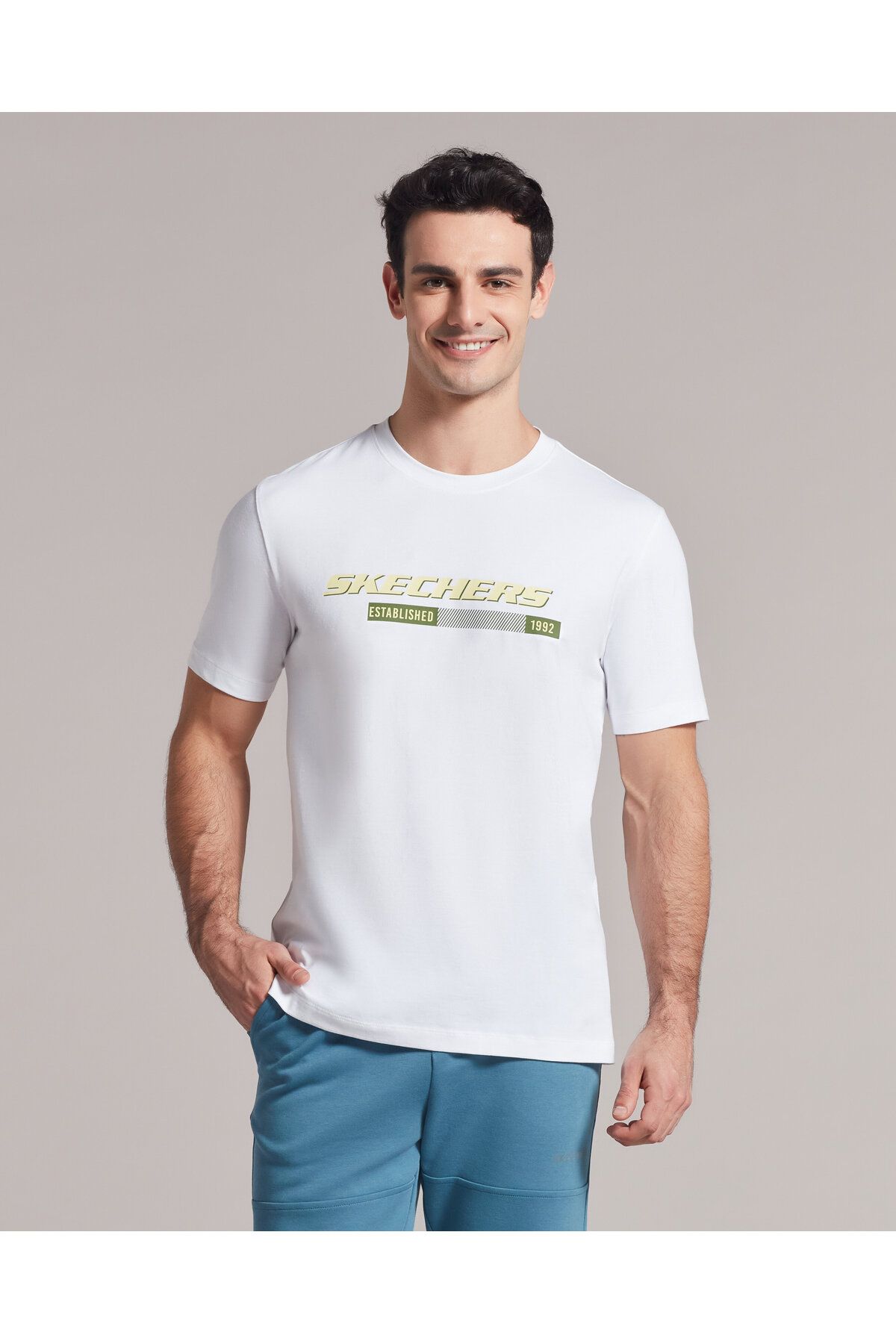 Skechers t shirt mens clearance white