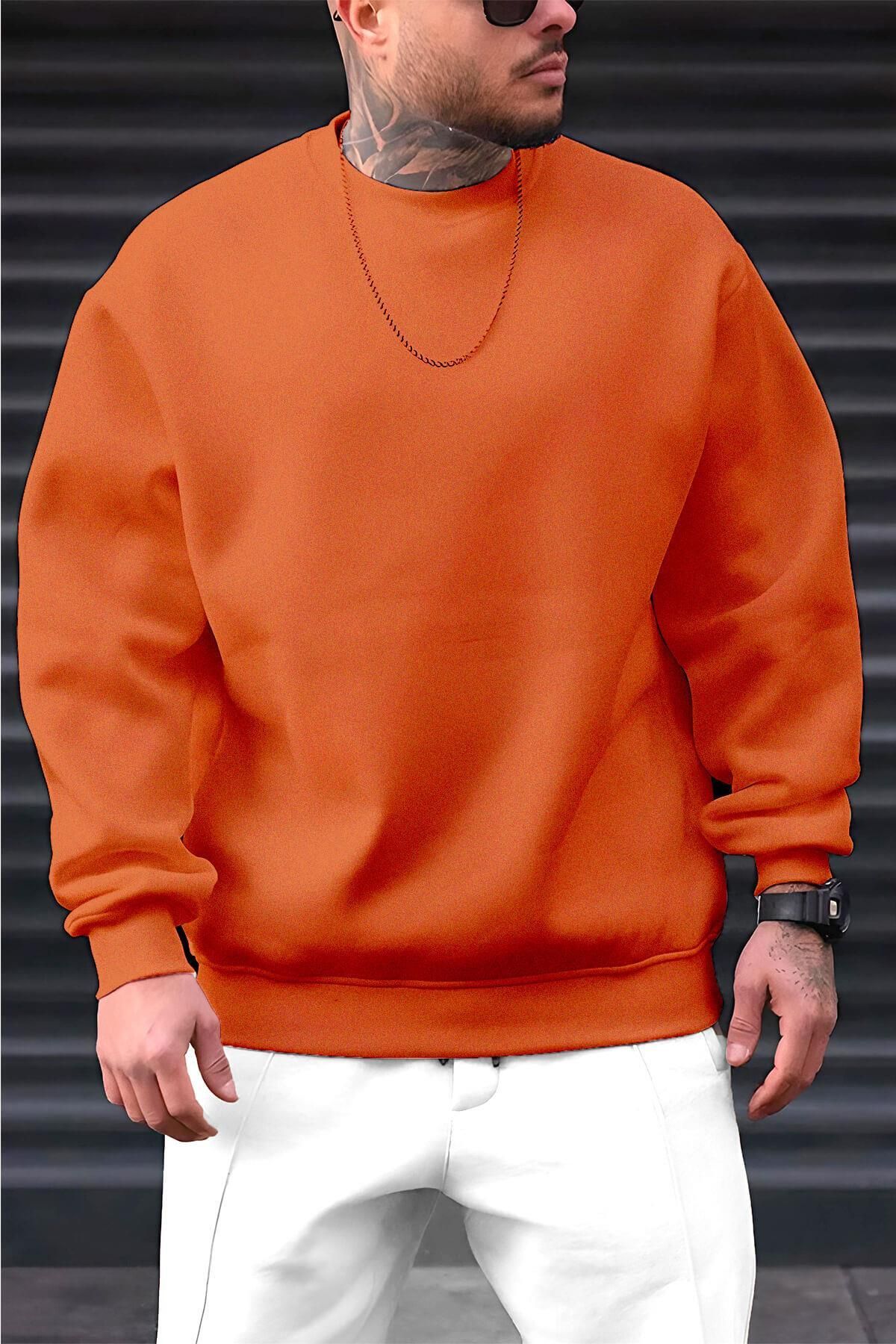 Millionaire Men s Plain Orange Basic Unprinted Brand New Crew Neck