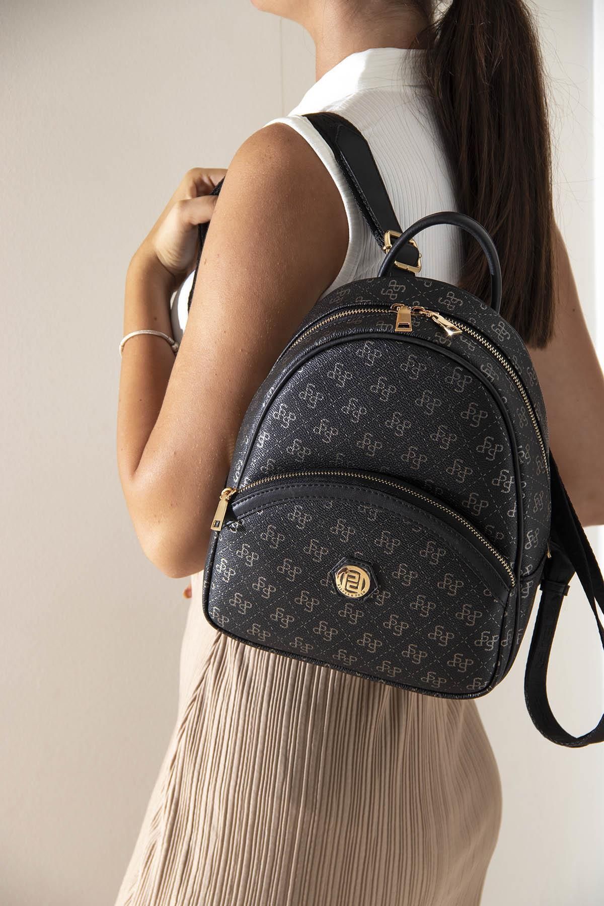 Silver Polo Women s Backpack Black Platinum Black NV945 Trendyol
