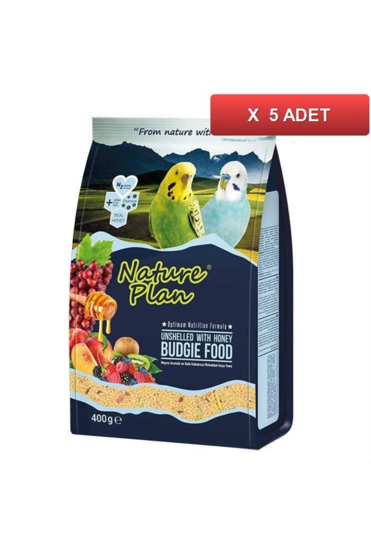 Nature Plan Kabuksuz Muhabbet Kuşu Yemi 400 Gr (5 Paket)