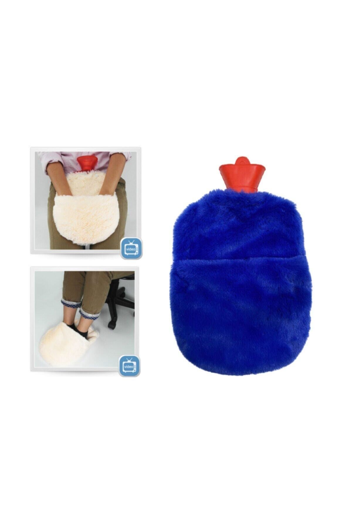 Bosphorus Sıcak Su Torbası Cepli Model Peluş,mavi Renkli Termofor 35x23x2cm 2 Litre