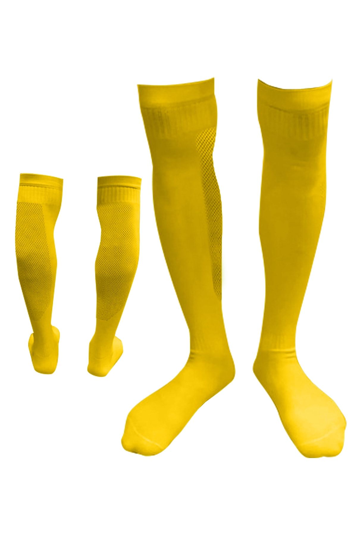 Vee Unisex Profesyonel Fileli Futbol Çorabı Sarı