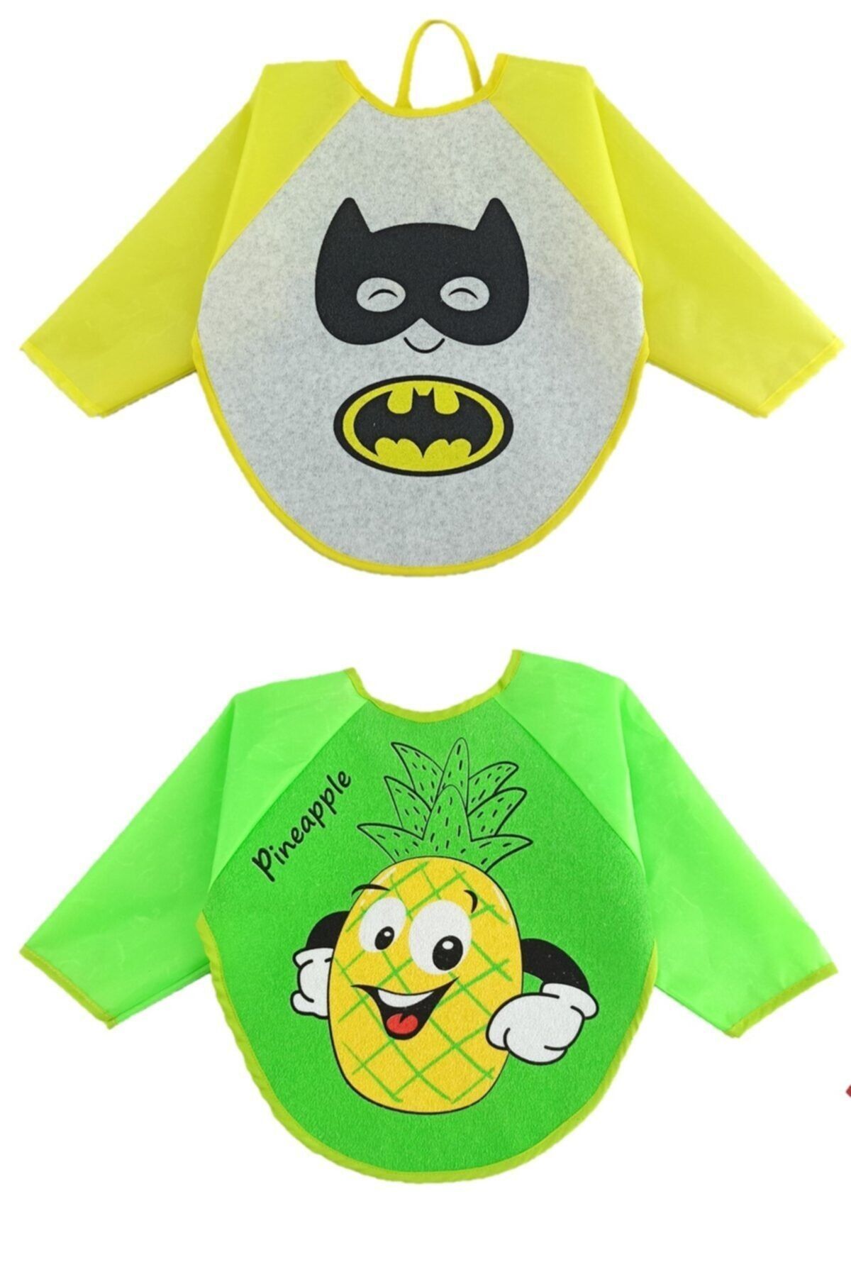 Aydınlar Batman Betmen Ve Ananas Desenli Bebek Kollu Mama Önlüğü 6-24 Ay