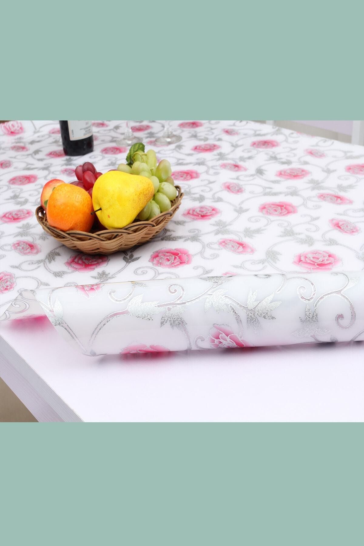 nurteks home rose pembe cicek figurlu seffaf kalin mika masa ortusu pvc 100cm fiyati yorumlari trendyol