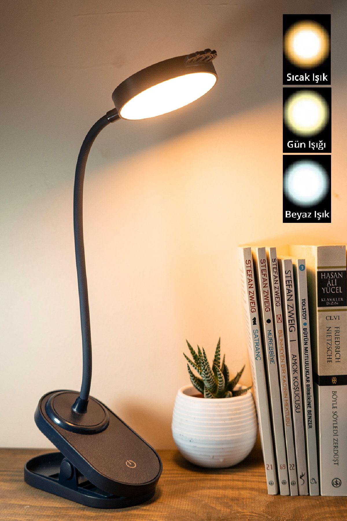 wlue 2in1 sarjli dokunmatik led calisma okuma isigi kademeli klipsli masa lambasi fiyati yorumlari trendyol
