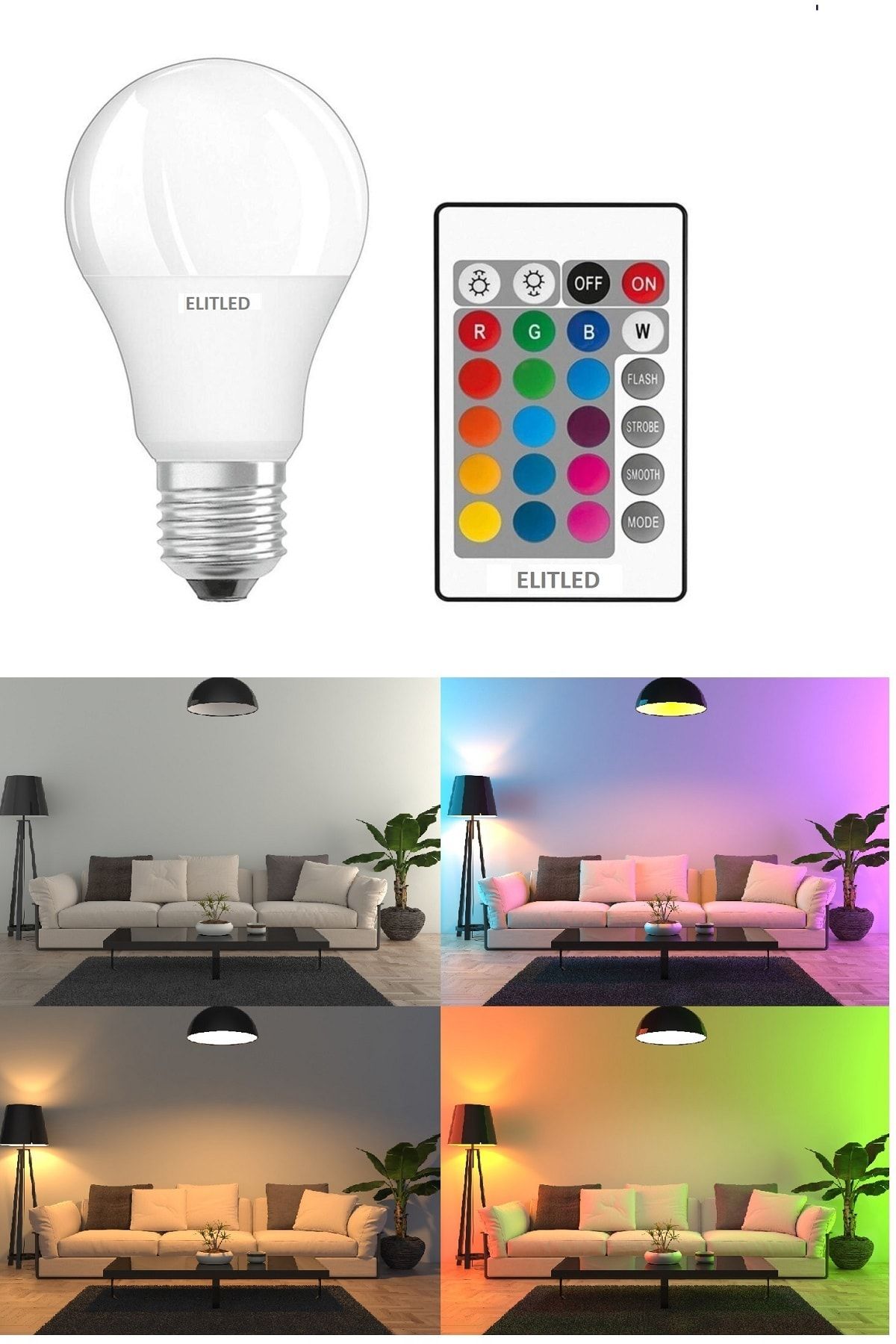 smartfox renk degistiren led ampul dimmerli 9w rgb uzaktan kumandali led ampul fiyati yorumlari trendyol
