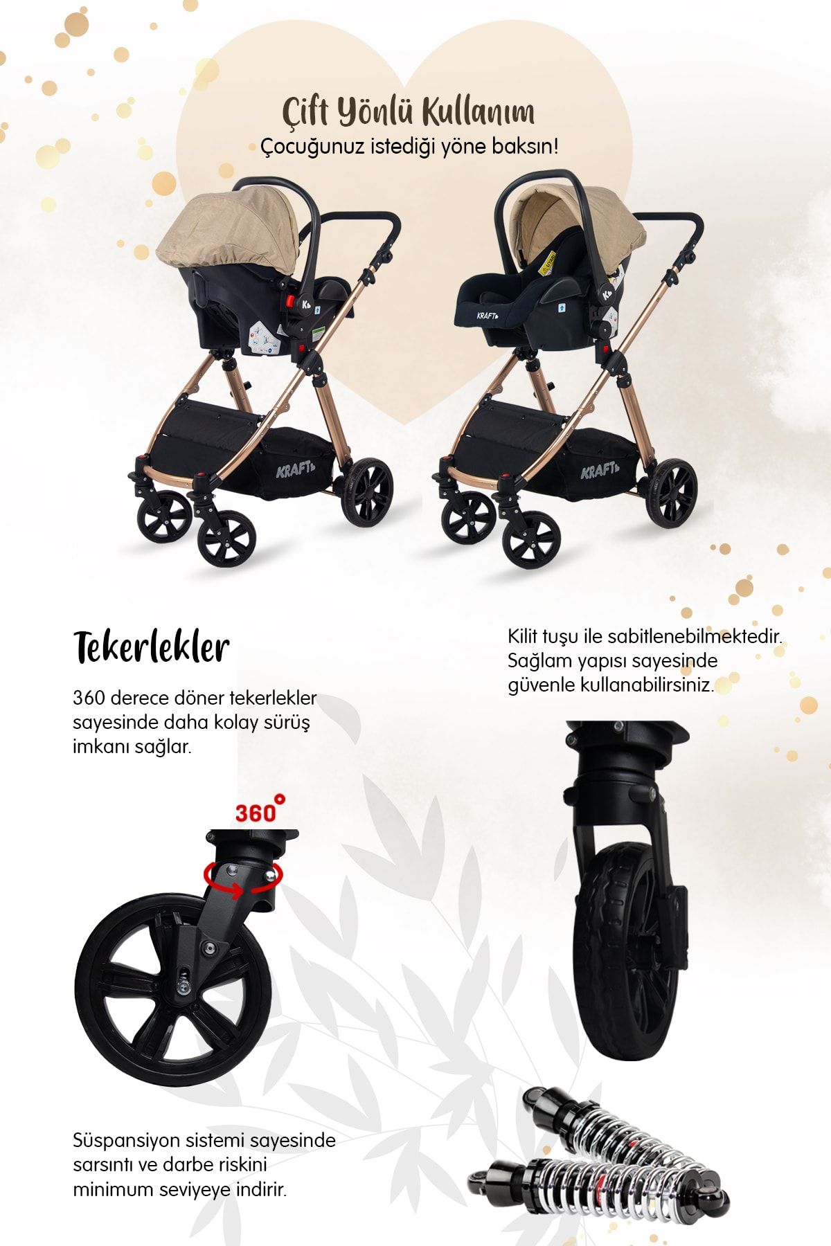 kraft city gold travel sistem bebek arabasi bej fiyati yorumlari trendyol