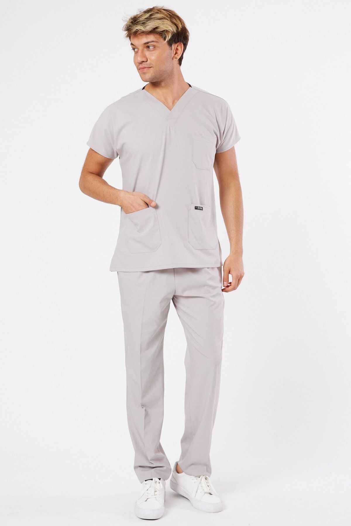 Owlet Medikal Lycra Light Gray Surgical Scrubs Uniform Suit Trendyol
