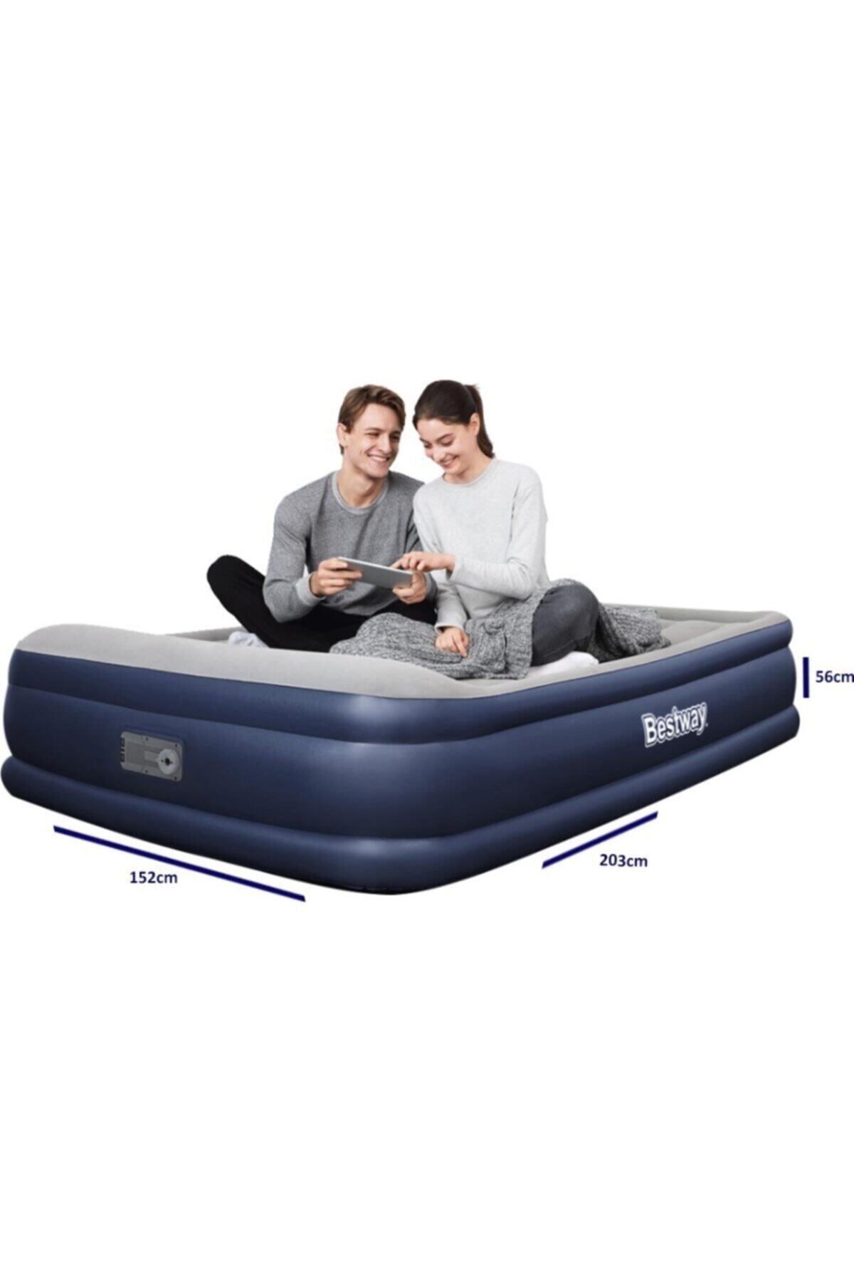 bestway sisme yatak cift kisilik kendinden pompali 46cm 3 katli 67630 fiyati yorumlari trendyol