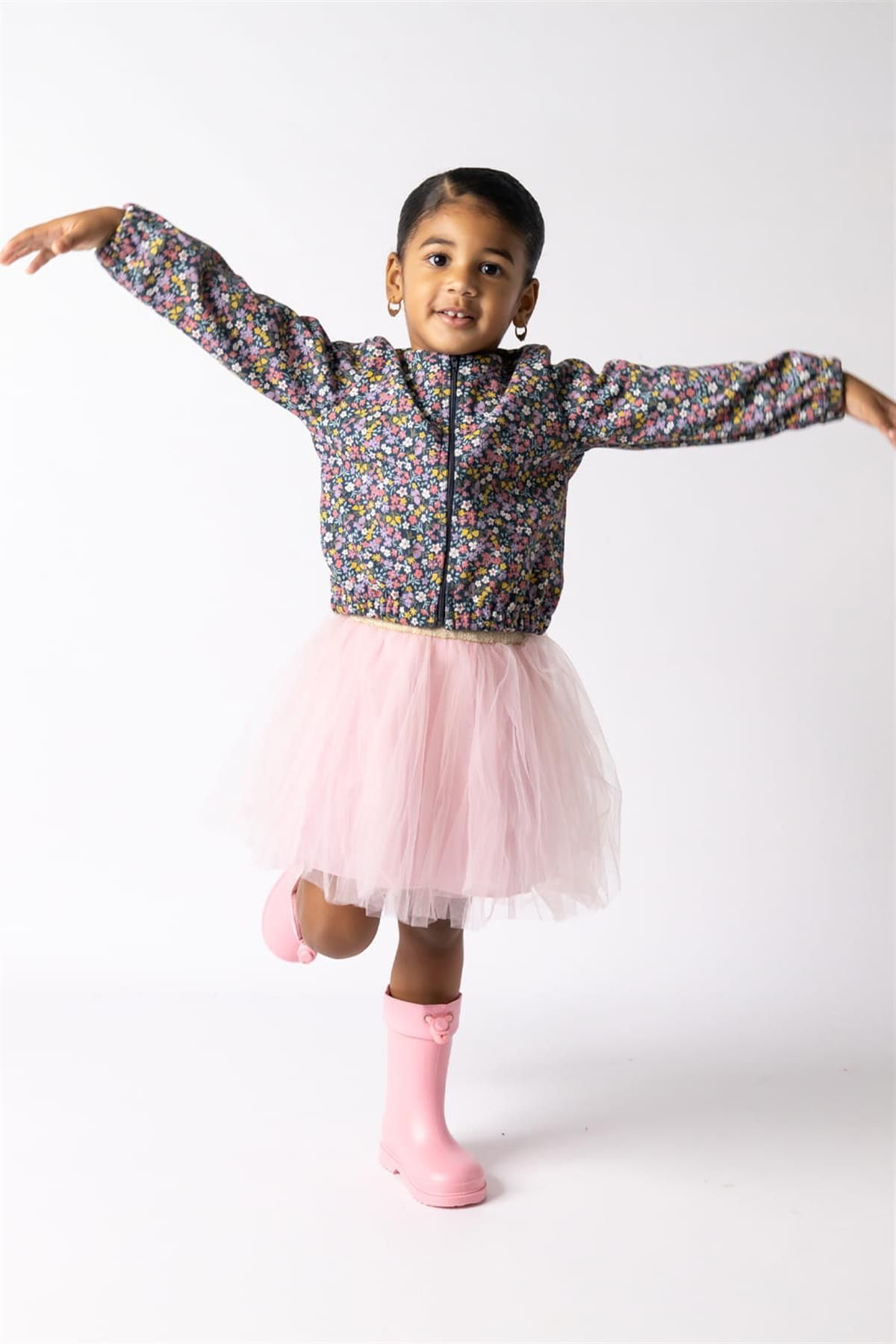 Le Mabelle Girls 3 Piece Set with Crispy Floral Jacket and Tutu