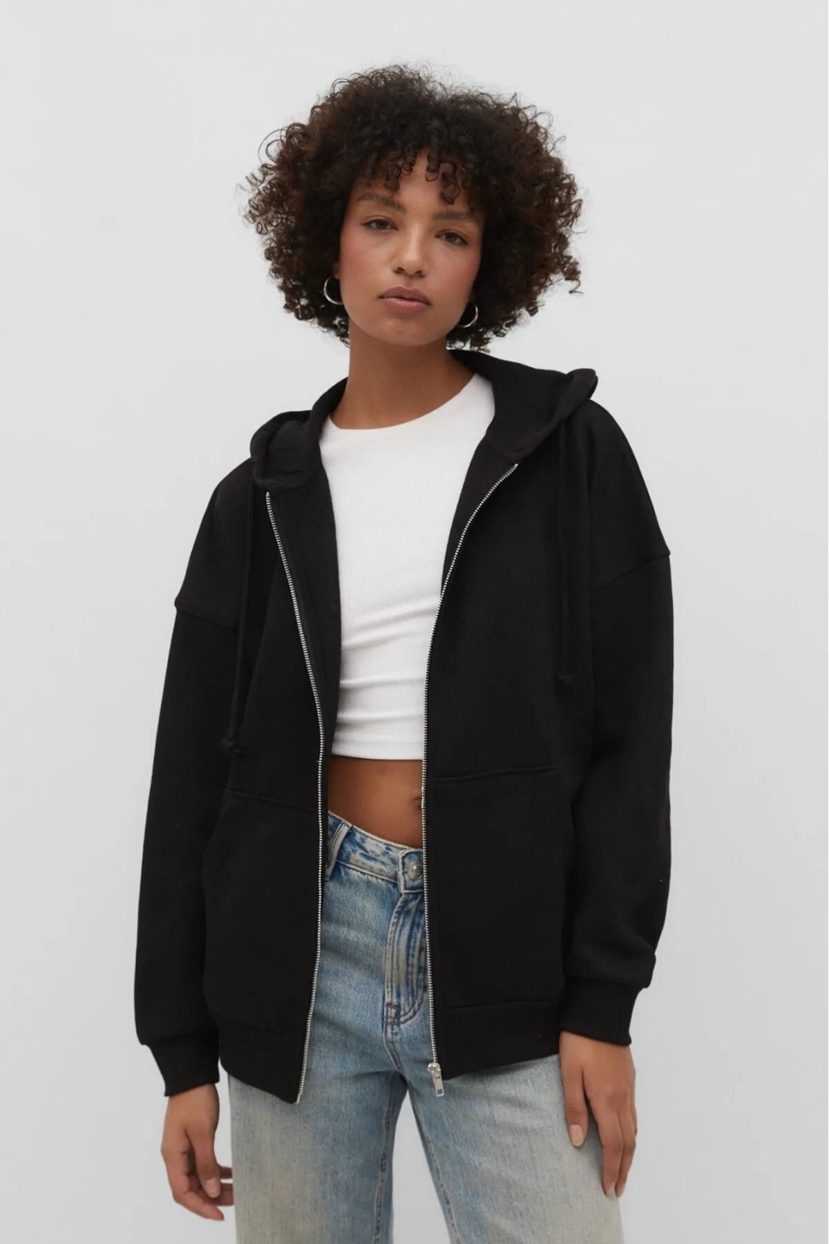 Tight black zip up hoodie shop