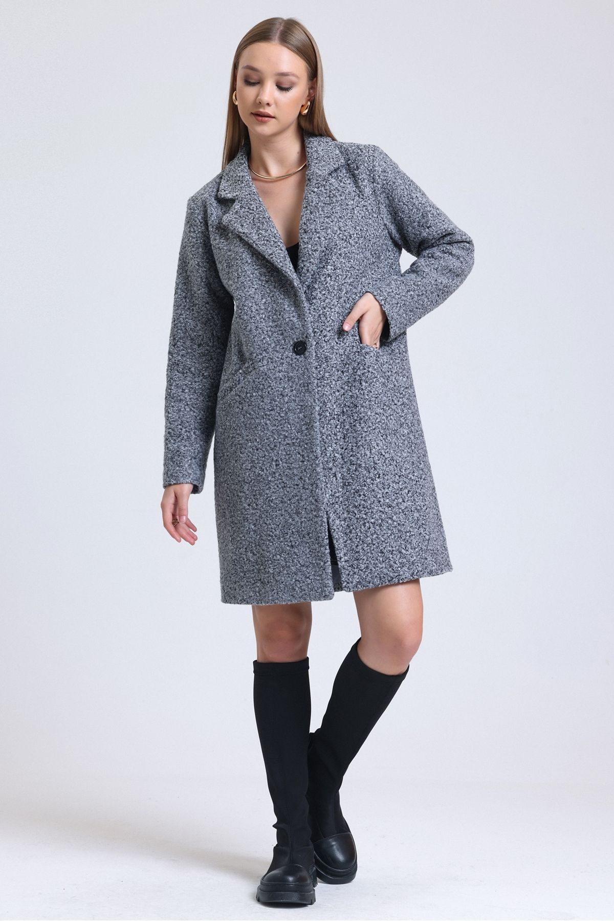 Grey discount boucle coat