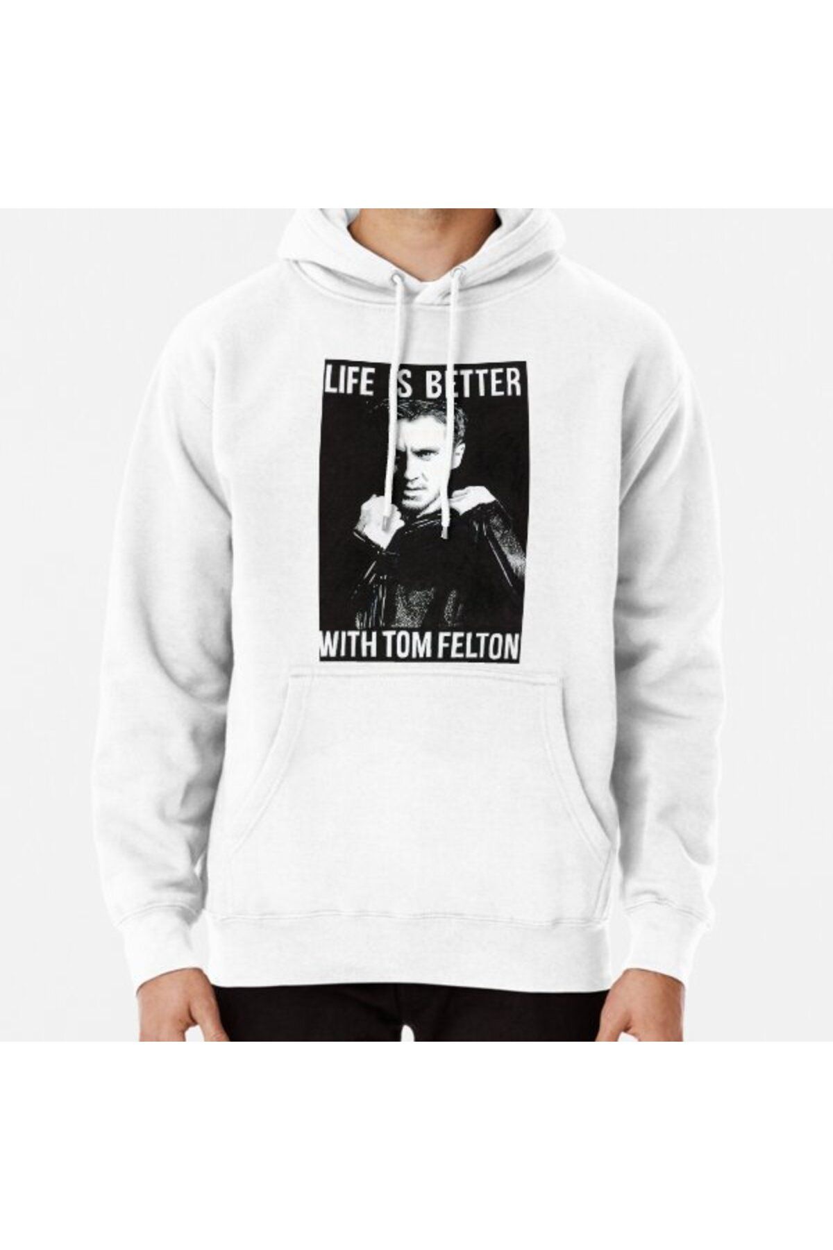 ZOKAWEAR Life is better with Tom Felton White Hooded Sweatshirt