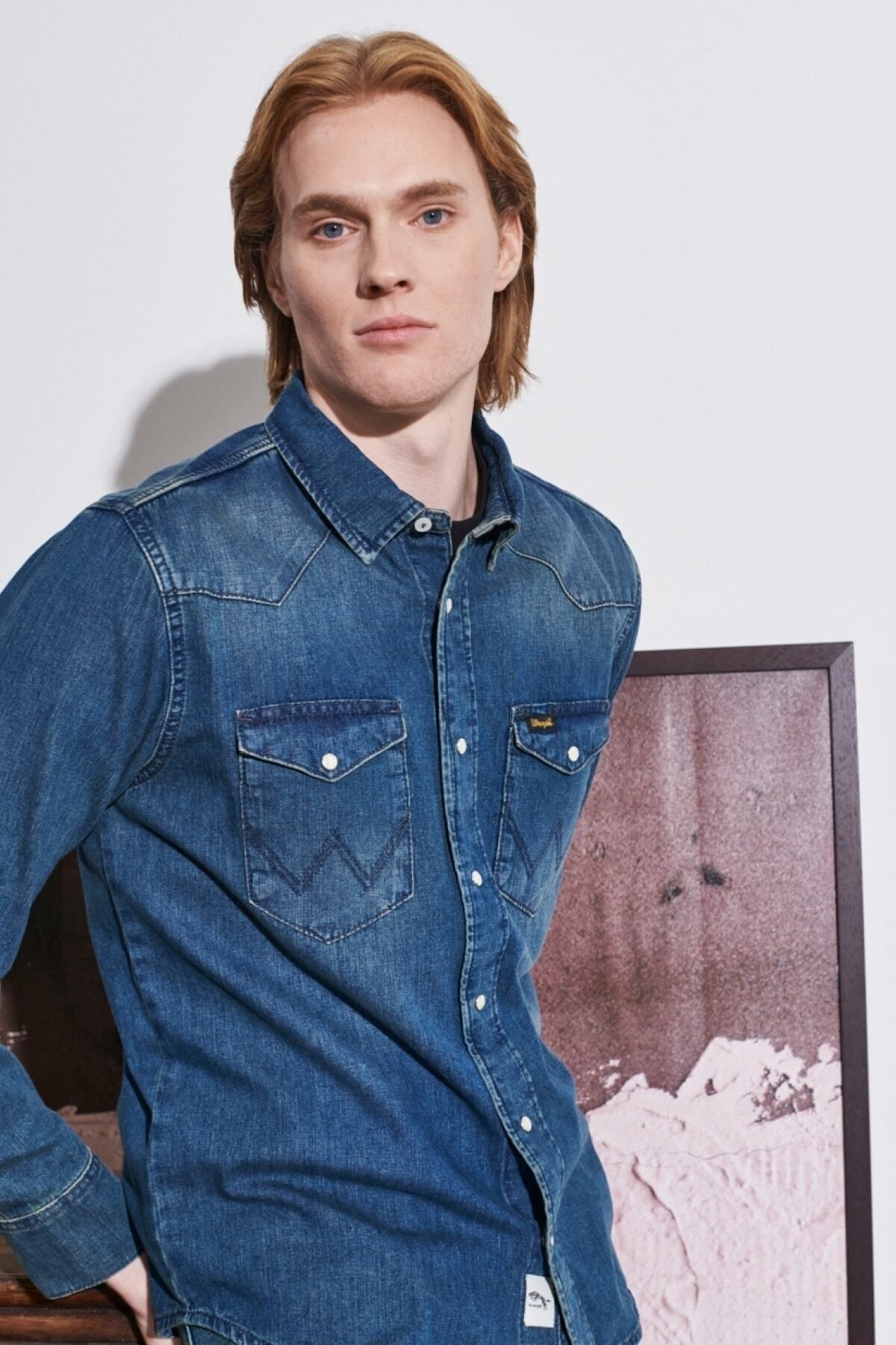 Denim shirt deals dark blue