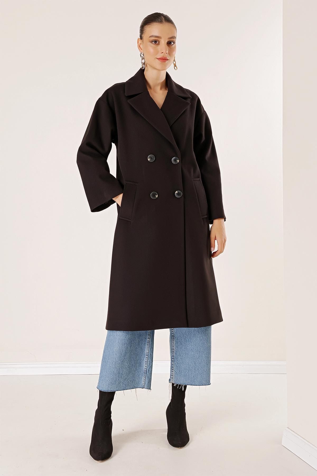 Black store crepe coat