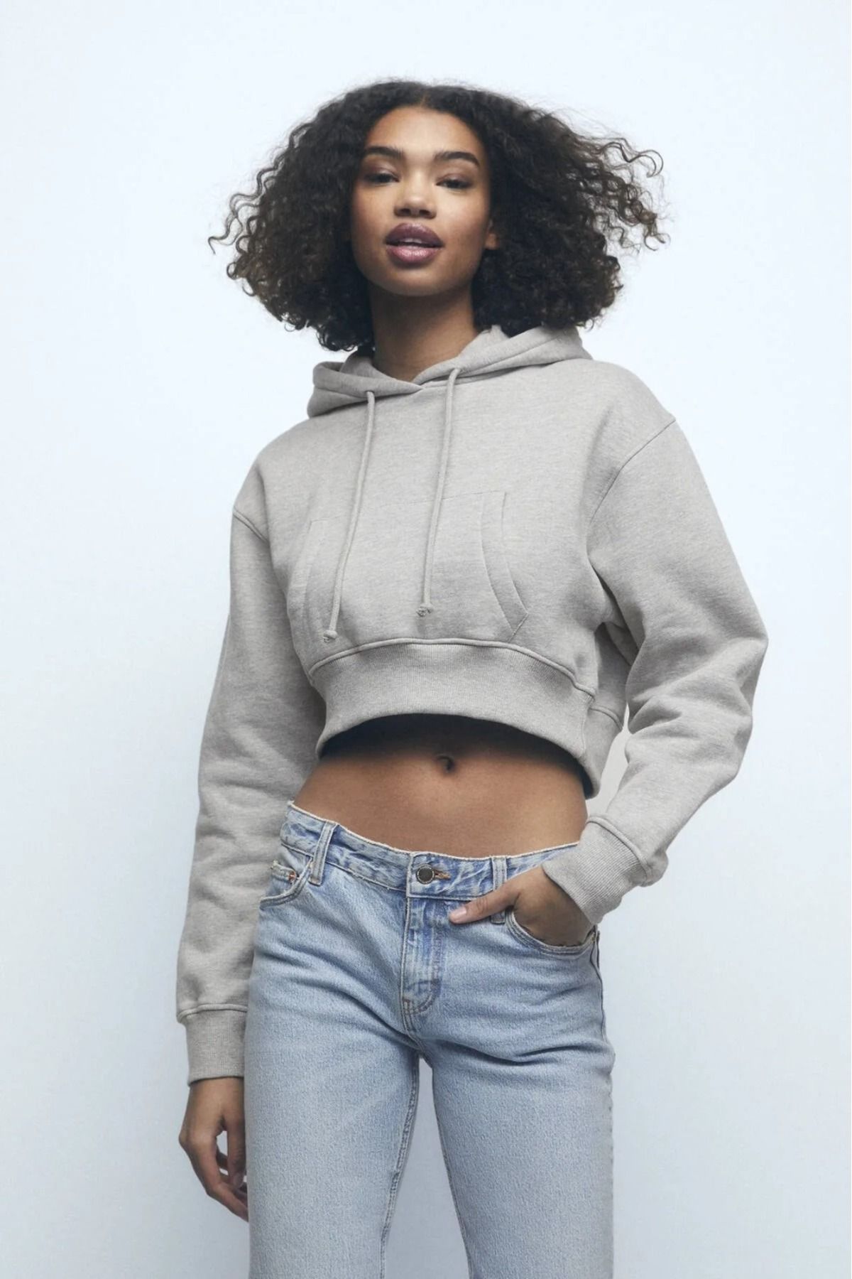 100 cotton sales cropped hoodie
