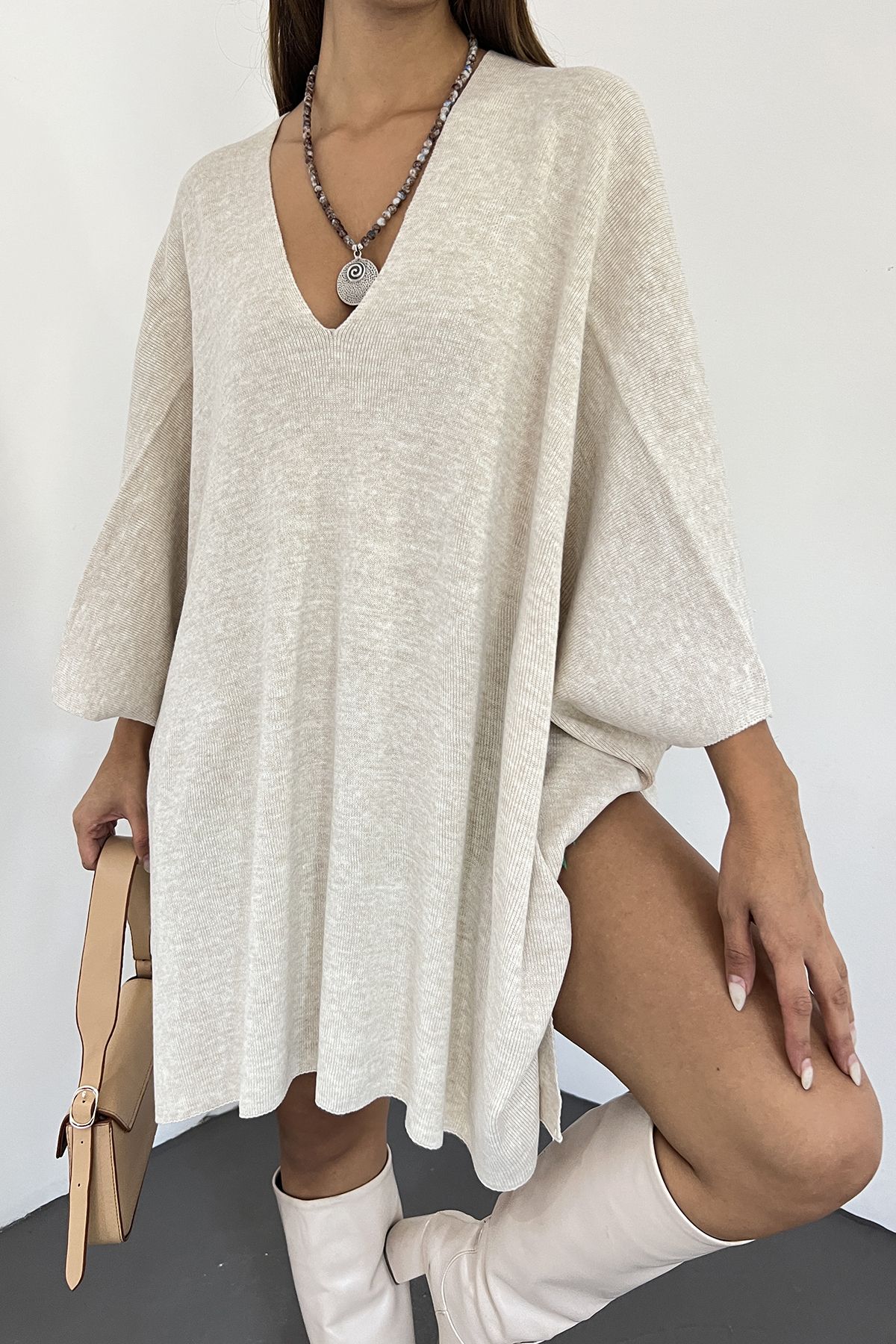 V neck sales poncho sweater