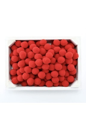 Kırmızı Yumuşak Ponpon Peluş 50 Adet - 2 cm Image 0