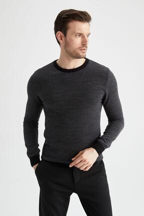 Slim Fit Bisiklet Yaka Yamalı Kol Detaylı Triko Kazak R1110az22wn Image 7