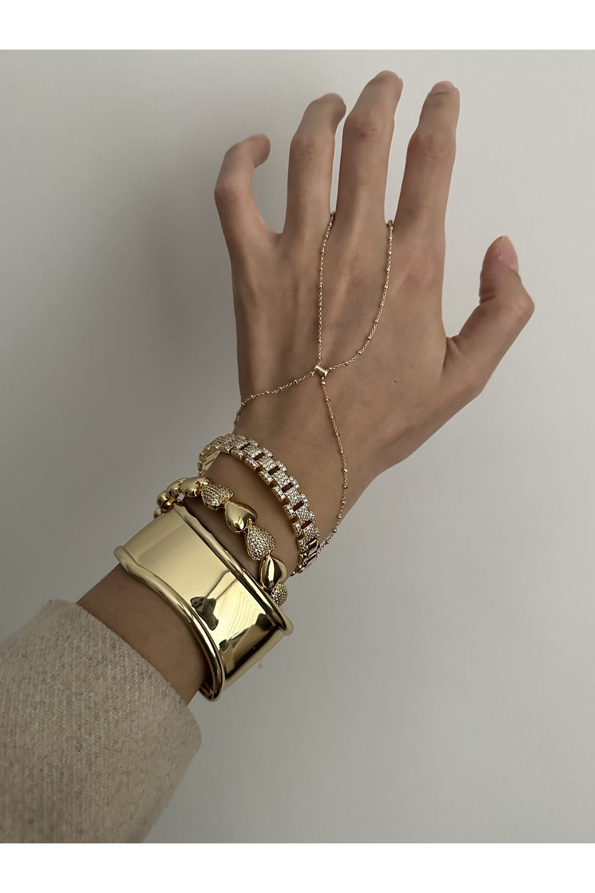 Okko Store Steel Stone Thick Gold Chain Bracelet Trendyol