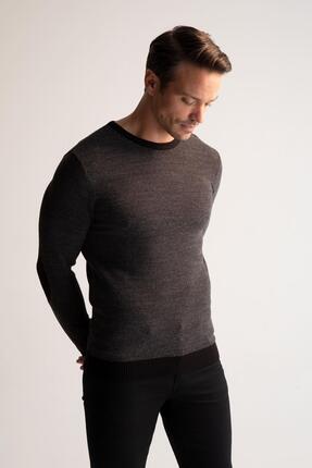 Slim Fit Bisiklet Yaka Yamalı Kol Detaylı Triko Kazak R1110az22wn Image 2