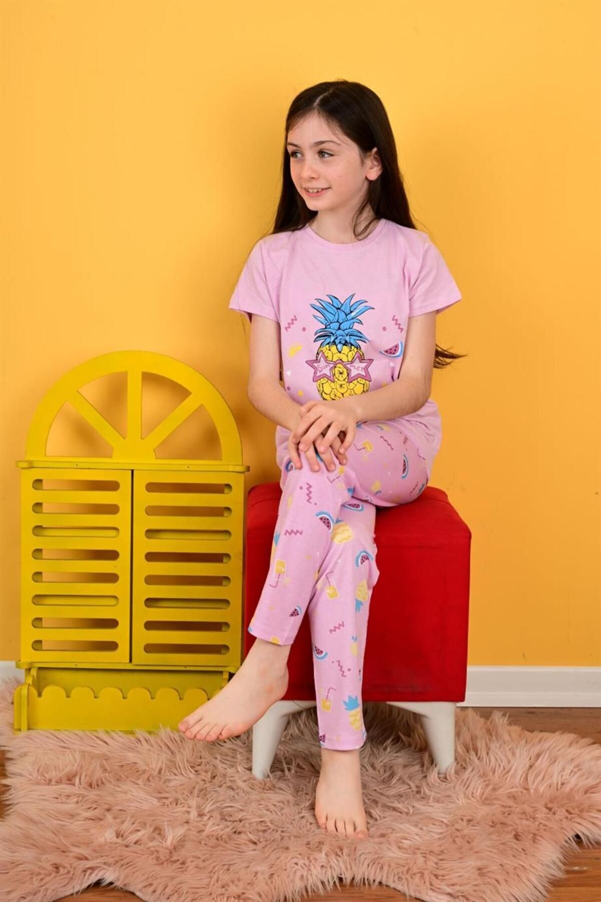 K z ocuk K sa Kollu Pijama Tak m Hello P neapple Model Lila