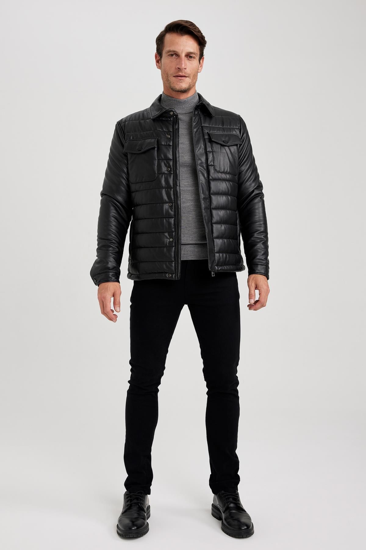 Polo leather store jacket black