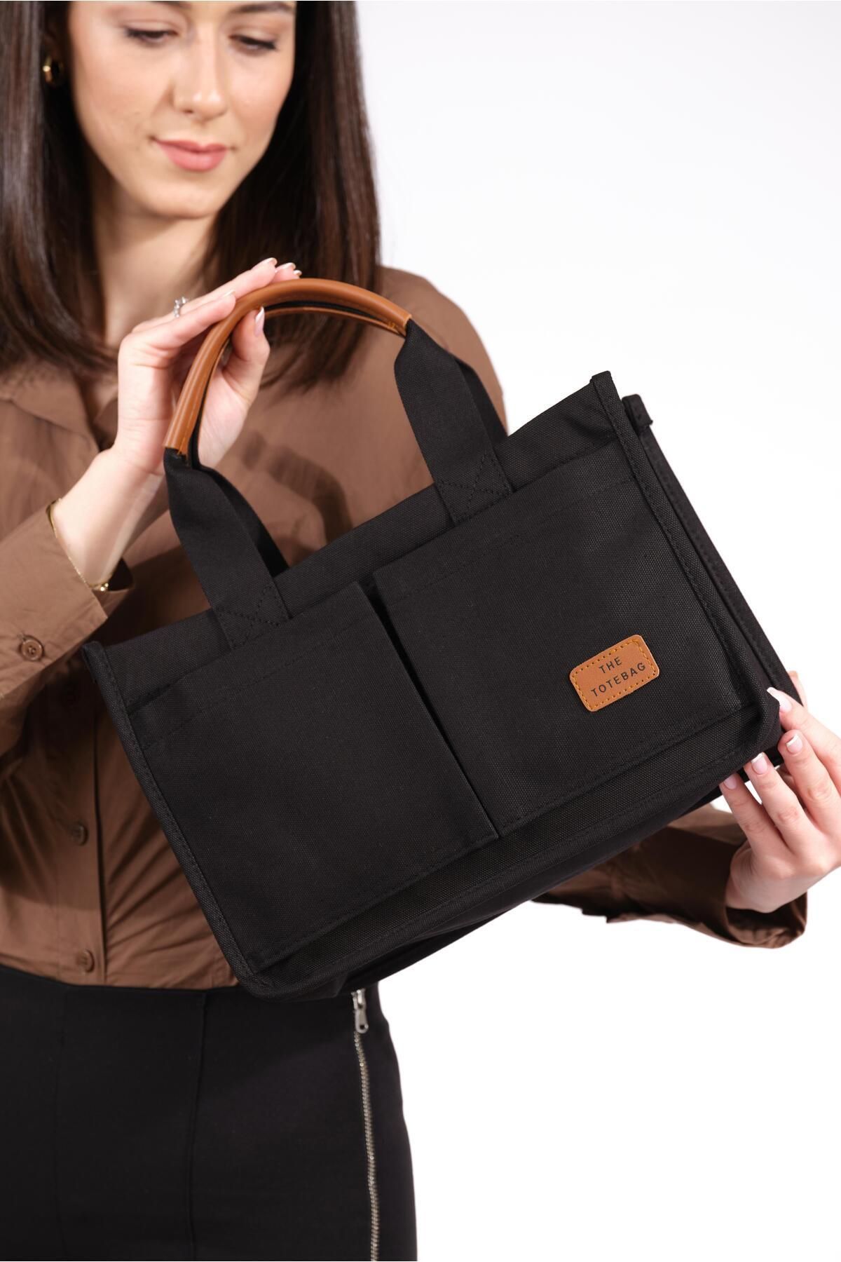 Black tote clearance with brown handles