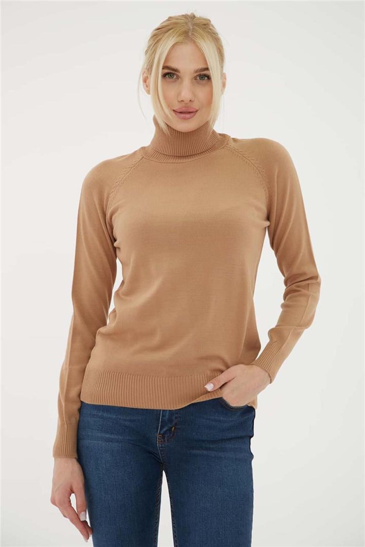 Camel turtleneck sweater women's outlet