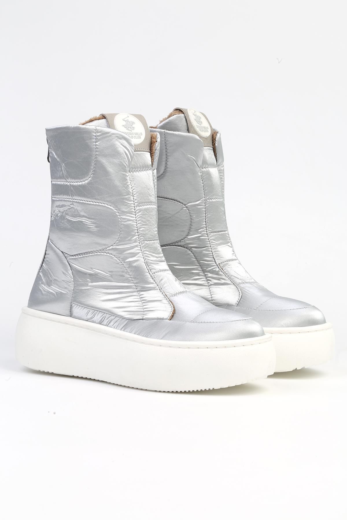 Silver flat store ankle boots