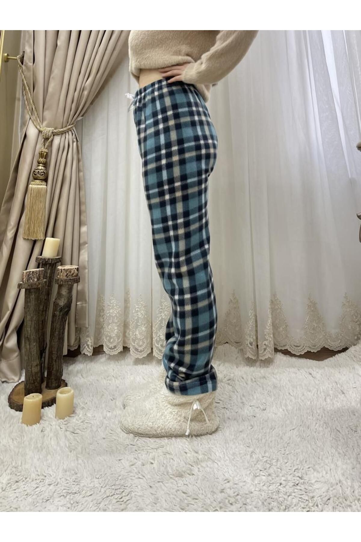 Betimoda Women's Fleece Pajama Bottoms Winter Elastic Waist Single Bottom -  Trendyol